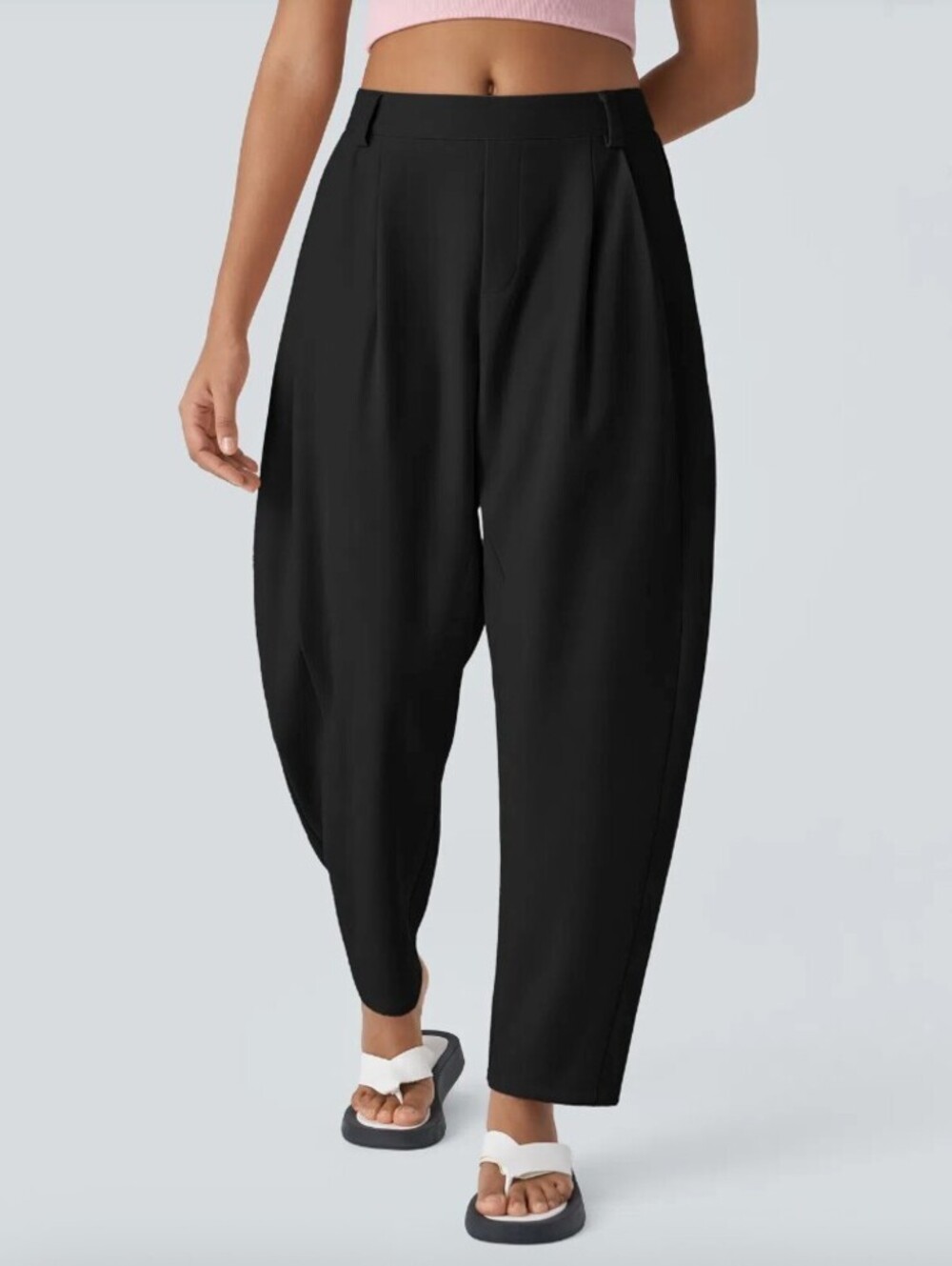 Halara Black Mid-Rise Pocket Barrel Leg Baggy Work Pants - Size - Medium